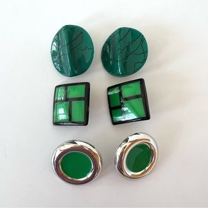 Vintage Green Set of 3 Earrings 1980